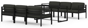 Set divani da giardino 7 pz con cuscini in alluminio antracite