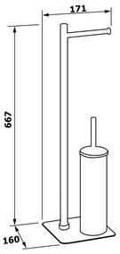 Gedy - Scopino WC da terra con portarotolo FLORI cromo lucido