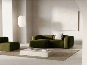 Divano angolare verde (con penisola a sinistra/con chaise lounge) con rivestimento in velluto a coste Bergamo – Cosmopolitan Design