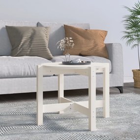 Tavolino Da Salotto Bianco Ø 62,5x45 Cm Legno Massello Di Pino /