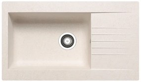Lavello integrato 1 vasca con gocciolatoio laterale destro o sinistro DELINIA Scirocco resina L 50 x L 86 cm avena