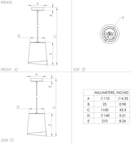 Eglo 900425 - Lampadario a sospensione con filo BOLIVIA 1xE27/40W/230V