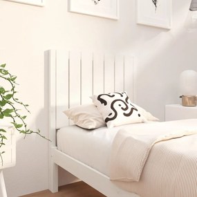 Testiera per letto bianca 80,5x4x100 cm legno massello di pino