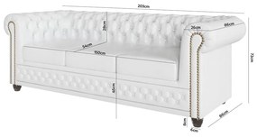 Divano letto bianco in similpelle 203 cm York - Ropez