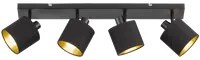 Barra 4 Spots Faretti Luci Led E14 Nero Oro Tommy GD Trio