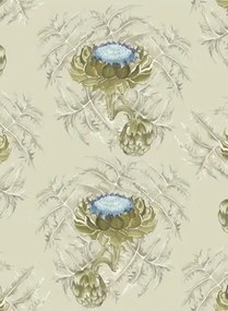 Florale Tapete Carciofi von Ailanto - Aqua/ Olive