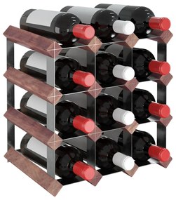 Portabottiglie per 12 Bottiglie Legno Massello di Pino Marrone