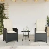 Sedie Reclinabili da Giardino 2 pz con Cuscini Nero Polyrattan 365168