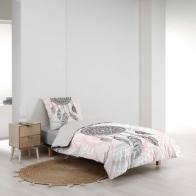 Biancheria da letto in cotone bianco e rosa per letto singolo 140x200 cm Namaste - douceur d'intérieur