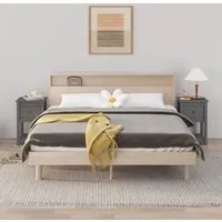 Comodini 2 pz Grigia 40x35x61,5 cm in Legno Massello di Pino 821734