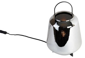 Lampada da tavolo Art Déco nera con vetro fumé 23 cm - Kevin