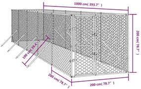 Cuccia per cani da esterno argento 2x10x2 m acciaio zincato