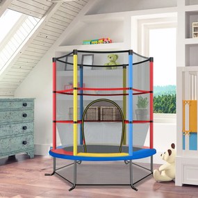 Costway Tappeto elastico per bambini con rete di sicurezza, Tappeto elastico con struttura in acciaio resistente 4 Colori