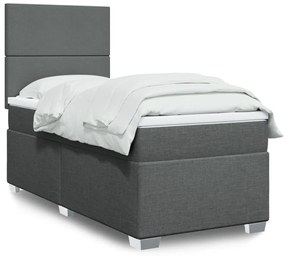 Giroletto A Molle Con Materasso Grigio Scuro 100x200 Cm Tessuto /