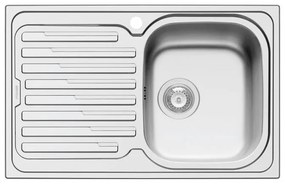 Lavello integrato 1 vasca con gocciolatoio a sinistra DELINIA Amaltia inox L 50 x L 79 cm argento