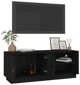Mobile porta tv nero 105x34x40 cm in legno massello di pino