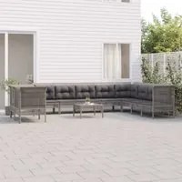 Set Divani da Giardino 11 pz con Cuscini in Polyrattan Grigio 3187536