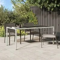 Tavolo Giardino Bianco 190x90x75 cm Vetro Temperato Polyrattan 316716