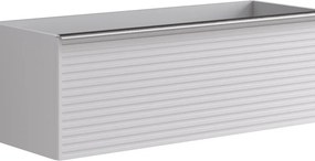Cassettiera Pixel con 2 cassetti frontale stripes laccato opaco bianco e maniglia alluminio brillante L120 x H40 x P45,5 cm