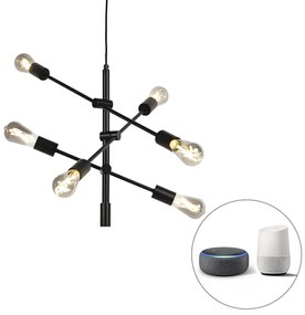 Lampada a sospensione industriale intelligente nera incl. 6 WiFi ST64 - Sydney