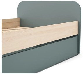 Letto da bambini estraibile verde polveroso con effetto pino con contenitore con rete inclusa 90x200 cm Esteban – Marckeric
