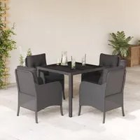 Set da Pranzo da Giardino 5 pz Nero con Cuscini in Polyrattancod mxl 110812