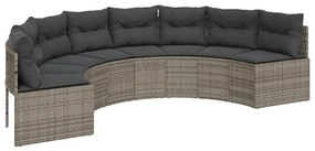 Divano da giardino con cuscini semicircolare grigio polyrattan