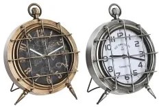 Orologio da Tavolo DKD Home Decor Mappamondo 22 x 17 x 29 cm Cristallo Argentato Nero Dorato Bianco Ferro (2 Unità)