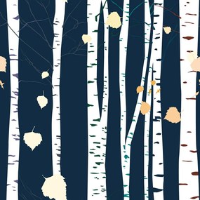 Carta da parati autoadesiva – Alberi di betulla misteriosi