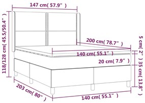 Letto a Molle con Materasso e LED Crema 140x200 cm in Tessuto