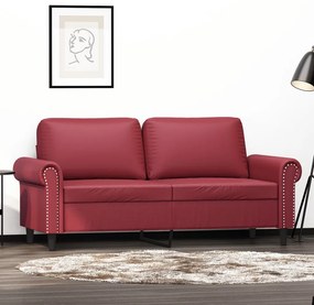 Divano A 2 Posti Rosso Vino 140 Cm İn Similpelle /