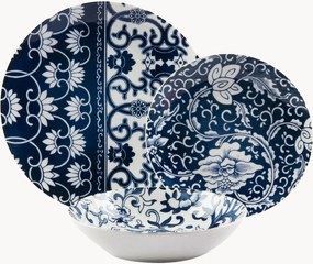 Servizio di piatti in porcellana Blue Silk, 6 persone, set da 18