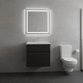 Mobile da bagno sospeso sotto lavabo L 59.5 x H 60 x P 45.5 cm antracite opaco, 2 cassetti Fusion