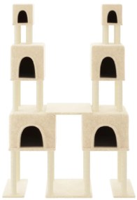 Albero per gatti con tiragraffi in sisal crema 199 cm
