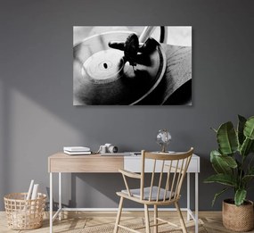 Quadro su tela – Giradischi antico in bianco e nero