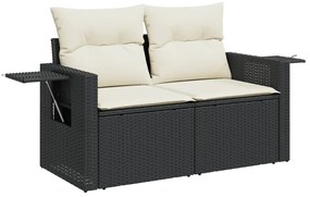 Set Divani da Giardino con Cuscini 7pz Nero Polyrattan