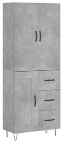 Credenza grigio cemento 69,5x34x180 cm in legno multistrato