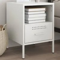 Comodino Bianco 36x39x50,5cm in Acciaio Laminato a Freddo 843064