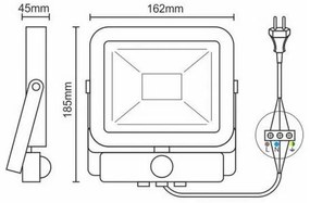 Riflettore LED con sensore LED/20W/265V 1800lm bianco IP65