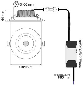 Faro da incasso 10W, Foro Ø100mm, Bianco Variabile con driver Philips Colore Bianco Variabile CCT