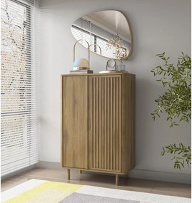 Armadietto di colore naturale con effetto rovere 86x130x40 cm Salma – Marckeric