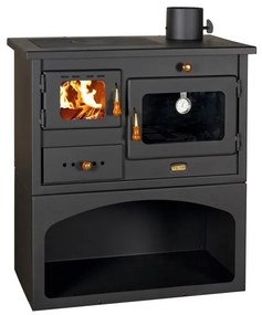 Cucina A Legna 14 kW Con Forno E Piastra In Ghisa Prity Mia Nero Opaco