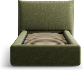 Letto singolo imbottito verde con contenitore con rete inclusa 90x200 cm Kaelle – Micadoni