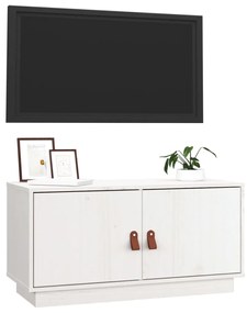 Mobile porta tv bianco 80x34x40 cm in legno massello di pino