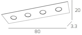 Plafoniera Moderna Rettangolare Path Vetro Foglia Argento 4 Luci Gx53