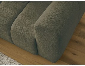 Divano angolare color kaki allungabile/con contenitore (con penisola a sinistra/con chaise lounge) con rivestimento in bouclé Roxelane – Bobochic Paris