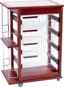 Carrello porta frutta con cassetto e bottigliera CILIEGIO