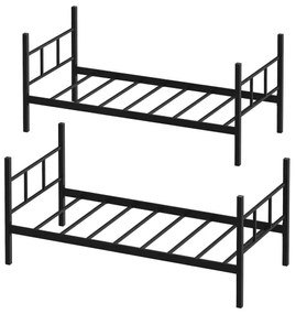 Letto a castello in metallo MAVEN 90x200 cm, nero, portata 2x100 kg