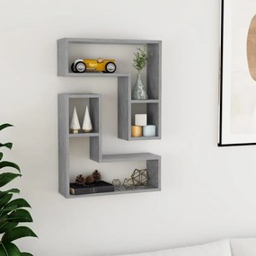 Mensole A Muro 2pz Grigio Cemento 50x15x50cm Legno Multistrato /