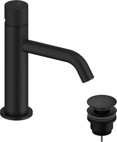 Rubinetto per lavabo a canna bassa getto laminare cristallino Loop K nero spazzolato opaco SANYCCES